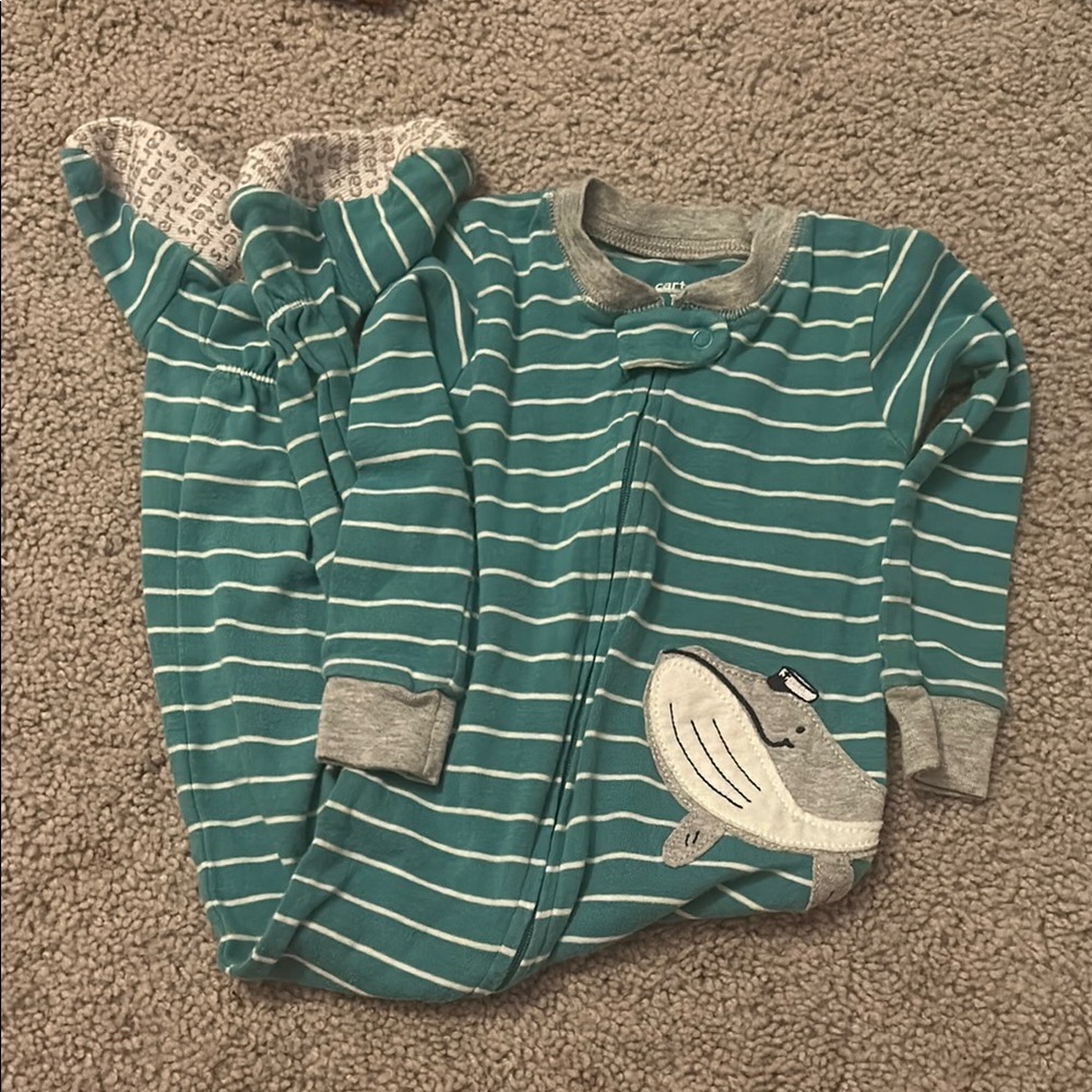 Carter's Teal Striped Baby Onesie with Shark Design